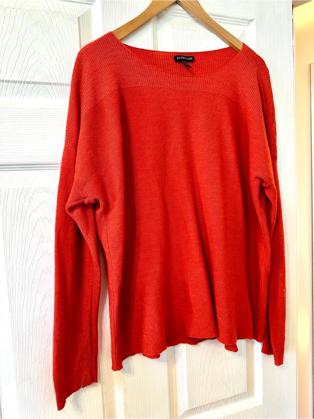 Eileen Fisher Bright Coral-Red Knit Top
